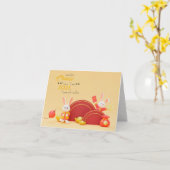 2023年中国のうさぎ折りカードおめでとう カード (黄色い花)