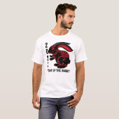 2023年中国のうさぎ黒赤 Tシャツ (正面フル)