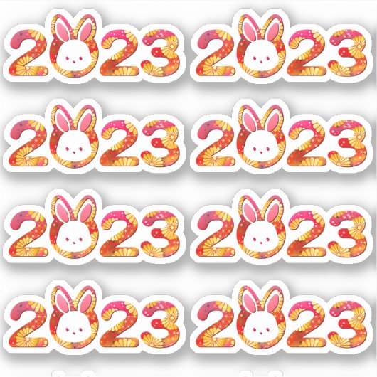 2023年中国の初のラビットピンクフローラ シール (正面)