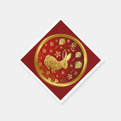 2023年中国の初のラビットレッド金ゴールドカクテル スタンダードカクテルナプキン (角)