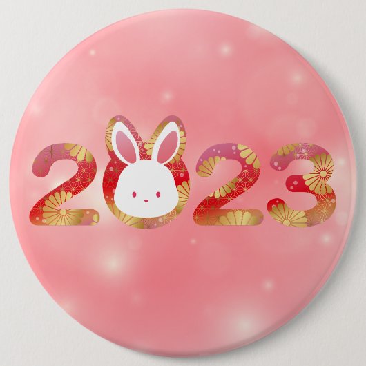 2023年中国の新年うさぎ 缶バッジ (正面)