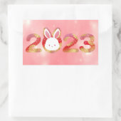 2023年中国の新年うさぎ 長方形シール (バッグ)
