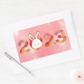 2023年中国の新年うさぎ 長方形シール (封筒)