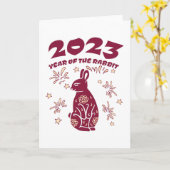 2023年中国の新年 - 卯年 カード (黄色い花)