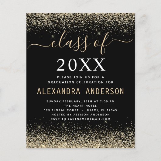 2023年予算クラス写真卒業金ゴールドブラック チラシ (正面)