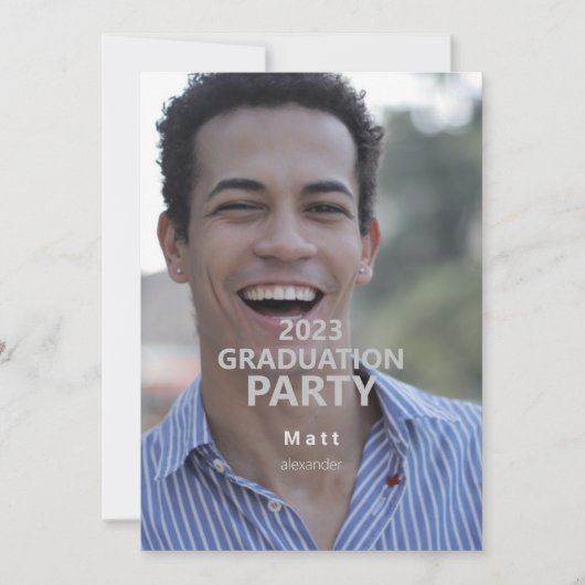 2023年写真シンプル卒業党招待状 招待状 (正面)