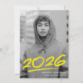 2023年写真卒業の黄色の破線 案内状 (正面)