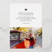 2023年写真卒業ゴールドフォイル発表 箔招待状 (裏面)