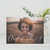 2023年写真卒業パーティーの優美なスクリプトクラス 招待状 (スタンド正面)