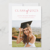 2023年写真卒業招待状赤 案内状 (正面)