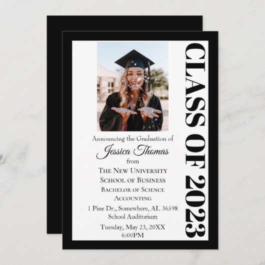 2023年写真大学卒業のクラス 招待状 (正面/裏面)