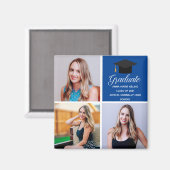 2023年卒業かわいい青い大学院写真コラージュ マグネット (正面/裏面)