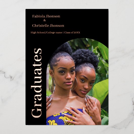 2023年卒業のダブルフォト卒業 箔招待状 (正面)