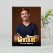 2023年卒業の写真レトロクラス 箔招待状 (立ち正面)