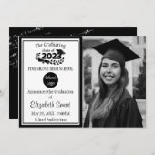 2023年卒業の白黒クラス 招待状 (正面/裏面)