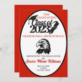 2023年卒業の赤と黒のクラス 招待状 (正面/裏面)