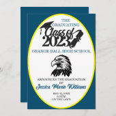 2023年卒業の青と黄色のクラス 招待状 (正面/裏面)