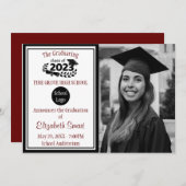 2023年卒業の黒人とブルゴーニュのクラス 招待状 (正面/裏面)