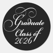 2023年卒業エレガント白黒封筒 ラウンドシール (正面)