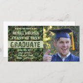 2023年卒業カモフラージュカスタムフォトグリーン 案内状 (正面/裏面)