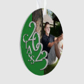 2023年卒業クラスの緑と銀の写真 オーナメント (正面)