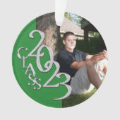 2023年卒業クラスの緑と銀の写真 オーナメント (正面)