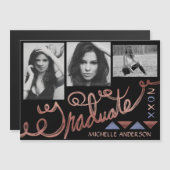 2023年卒業フェイクバラ金ゴールド文字写真コラージュ マグネット招待状 (正面/裏面)