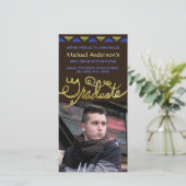 2023年卒業フェイク金ゴールドタイポグラフィモダン 案内状 (スタンド正面)