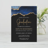 2023年卒業フォトブルーアガテ金ゴールドグリッター 招待状 (スタンド正面)