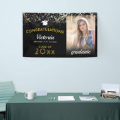 2023年卒業ブラックと金ゴールド写真 横断幕 (トレードショー)