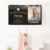 2023年卒業ブラックと金ゴールド写真 横断幕 (インサイチュ)