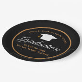 2023年卒業ブラック金ゴールドカスタムスクールパーティー ペーパープレート (アングル)