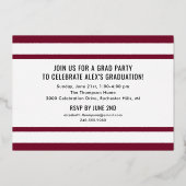 2023年卒業ブルゴーニュ金ゴールド卒業パーティー写真 箔招待状 (裏面)