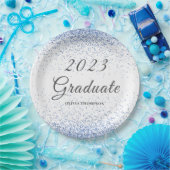 2023年卒業ブルーグリッター ペーパープレート (パーティー)