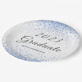 2023年卒業ブルーグリッター ペーパープレート (アングル)