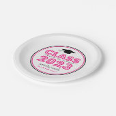 2023年卒業プレートのクラス(ホットピンク) ペーパープレート (アングル)