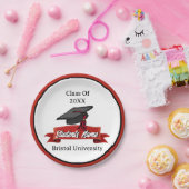 2023年卒業マルーンパーソナライズされたブラックのクラス ペーパープレート (パーティー)