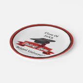 2023年卒業マルーンパーソナライズされたブラックのクラス ペーパープレート (アングル)