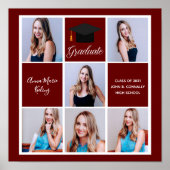 2023年卒業レッドシニアポートレートフォトコラージュ ポスター (正面)