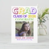 2023年卒業中学カラフル写真 案内状 (スタンド正面)