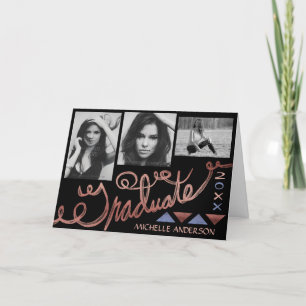 2023年卒業写真コラージュバラ金ゴールドタイポグラフィ カード