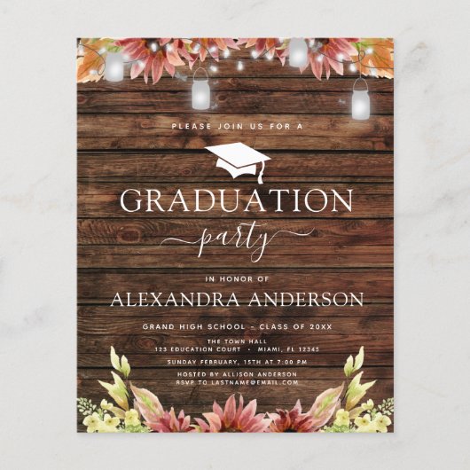 2023年卒業式 ナチュラル ウッド ヒマワリ チラシ (正面)