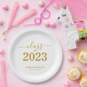 2023年卒業 ゴールドスクリプト 卒業式  ペーパープレート (パーティー)