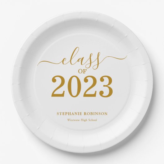 2023年卒業 ゴールドスクリプト 卒業式  ペーパープレート (正面)