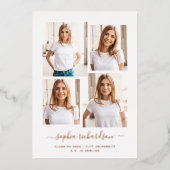 2023年卒業 |フォトモダンコラージュ数々のレイアウト 箔招待状 (正面)