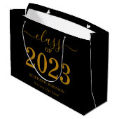 2023年卒業 黒地にゴールドの文字 Graduation ラージペーパーバッグ (裏面アングル)