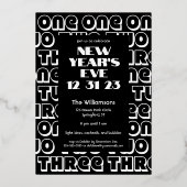 2023年大晦日 One Two Three 123123 ブラック 箔招待状 (裏面)