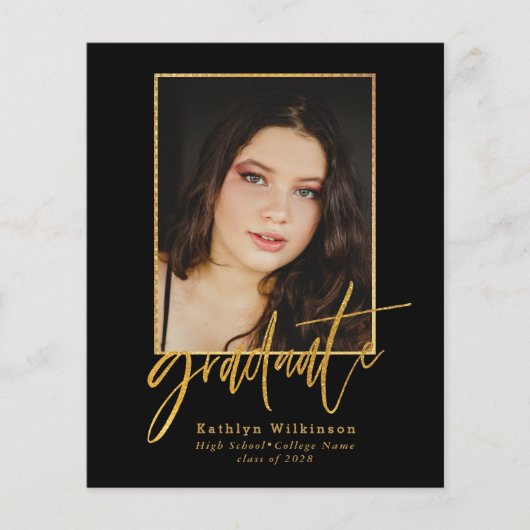 2023年度予算エレガント金ゴールドスクリプトグラード招待状 チラシ (正面)