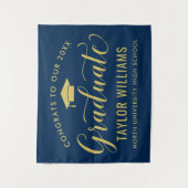 2023年度卒業おめでとう ネイビーゴールド卒業式 タペストリー (正面)