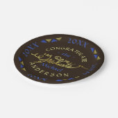 2023年度卒業パーティーブルーブラウンフェイク金ゴールドカスタム ペーパープレート (アングル)